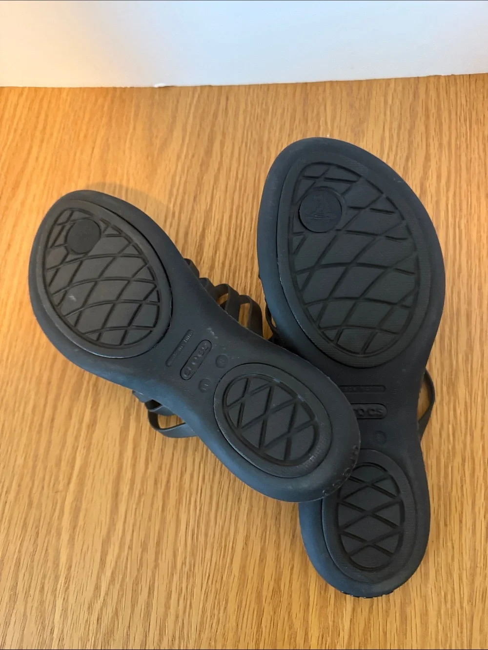 CROCS Women's Black Huarache Multi-Strap Slide Sandals